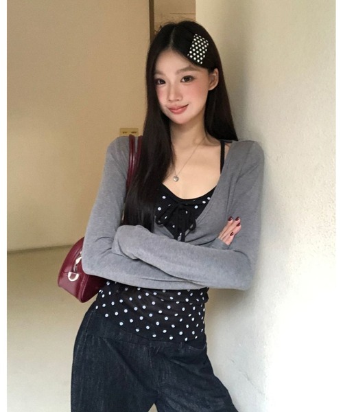 inst.ALL（インストール）の「ドットレイヤード風ツイストトップス（Tシャツ/カットソー・レディース・ブラック×グレー・M）」の16枚目の写真