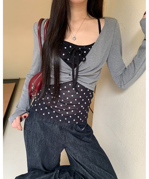 inst.ALL（インストール）の「ドットレイヤード風ツイストトップス（Tシャツ/カットソー・レディース・ブラック×グレー・M）」の19枚目の写真