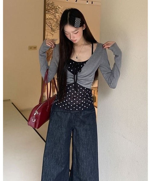 inst.ALL（インストール）の「ドットレイヤード風ツイストトップス（Tシャツ/カットソー・レディース・ブラック×グレー・M）」の20枚目の写真