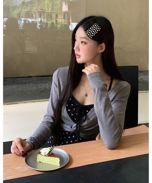 inst.ALL（インストール）の「ドットレイヤード風ツイストトップス（Tシャツ/カットソー・レディース・ブラック×グレー・M）」の4枚目の写真