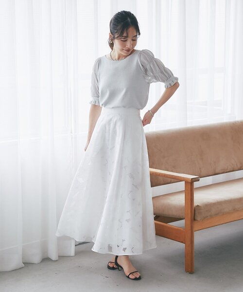 La boutique BonBon(ラブティックボンボン)の「【二の腕カバーのお上品見え】シャーリング5分袖ラメニット(ニット/セーター・レディース・シルバー/バイオレット・FREE)」の14枚目の写真