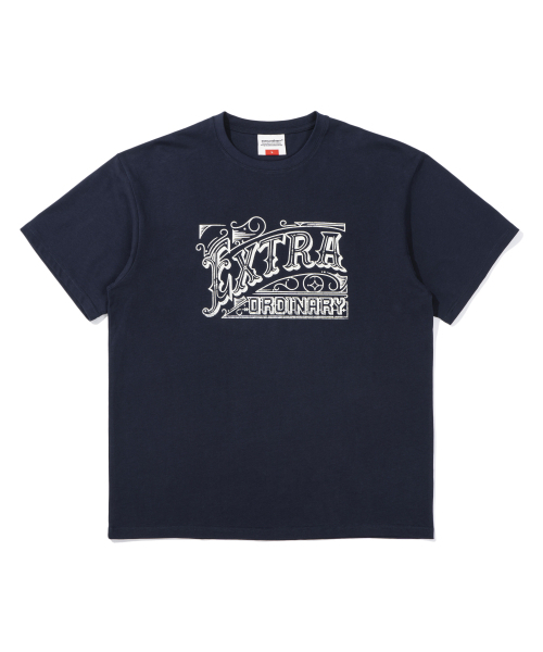 EXTRAORDINARY(エクストラオーディナリー)の「ヘビコットン EX ヴィンテージロゴTシャツ ネイビー(Tシャツ/カットソー・メンズ・その他・LARGE/MEDIUM/X-LARGE/XX-LARGE)」の2枚目の写真