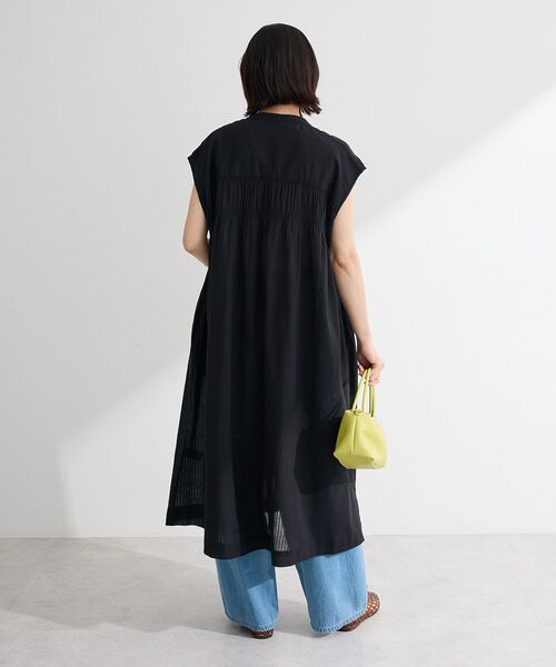 Green　Parks（グリーンパークス）の「フレンチスリーブシャーリングワンピース（シャツワンピース・レディース・ブラック/ブルー/オレンジ/ストライプ・FREE）」の11枚目の写真