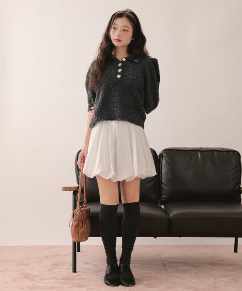 loin nuit（ロワンニュイ）の「puff sleeve color knit / パフスリーブカラーニット（ニット/セーター・レディース・チャコールグレー/ブルー/レッド・FREE）」の17枚目の写真