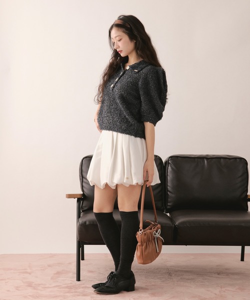 loin nuit（ロワンニュイ）の「puff sleeve color knit / パフスリーブカラーニット（ニット/セーター・レディース・チャコールグレー/ブルー/レッド・FREE）」の18枚目の写真