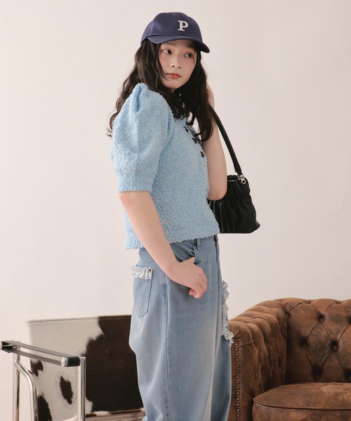 loin nuit（ロワンニュイ）の「puff sleeve color knit / パフスリーブカラーニット（ニット/セーター・レディース・チャコールグレー/ブルー/レッド・FREE）」の12枚目の写真