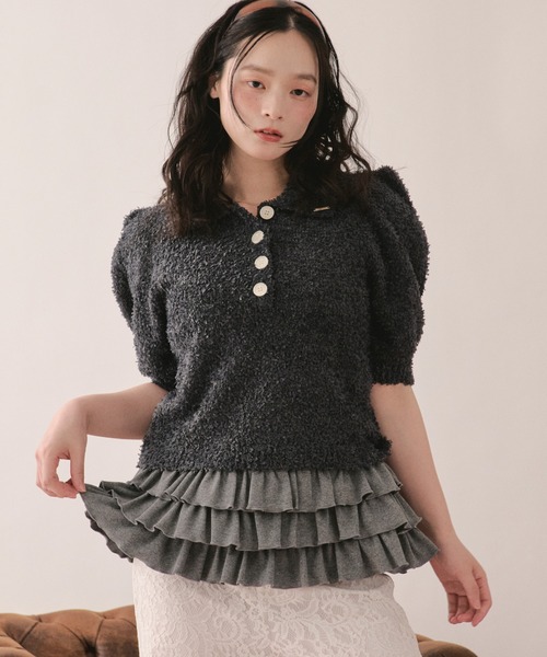 loin nuit（ロワンニュイ）の「puff sleeve color knit / パフスリーブカラーニット（ニット/セーター・レディース・チャコールグレー/ブルー/レッド・FREE）」の21枚目の写真