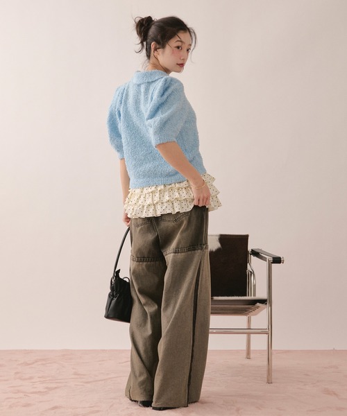 loin nuit（ロワンニュイ）の「puff sleeve color knit / パフスリーブカラーニット（ニット/セーター・レディース・チャコールグレー/ブルー/レッド・FREE）」の8枚目の写真