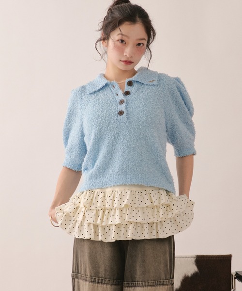 loin nuit（ロワンニュイ）の「puff sleeve color knit / パフスリーブカラーニット（ニット/セーター・レディース・チャコールグレー/ブルー/レッド・FREE）」の13枚目の写真