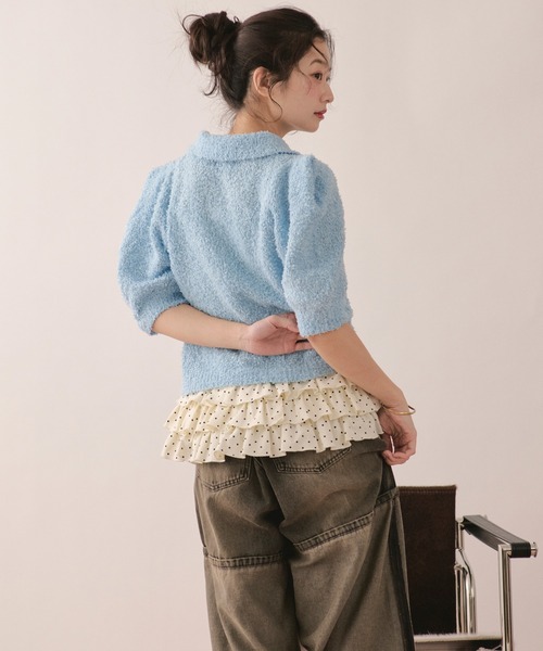 loin nuit（ロワンニュイ）の「puff sleeve color knit / パフスリーブカラーニット（ニット/セーター・レディース・チャコールグレー/ブルー/レッド・FREE）」の15枚目の写真