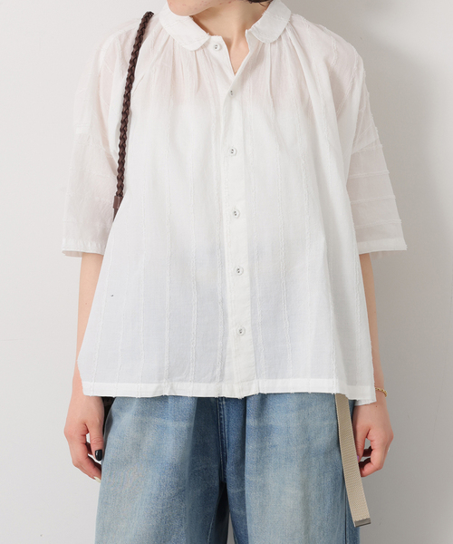 JOURNAL STANDARD LUXE（ジャーナルスタンダード　ラックス）の「ドビーストライプ ギャザーシャツ（シャツ/ブラウス・レディース・ブラック/ホワイト・FREE）」の21枚目の写真