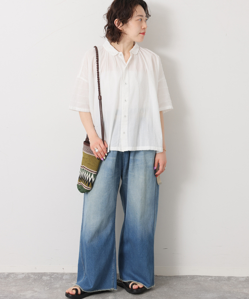 JOURNAL STANDARD LUXE（ジャーナルスタンダード　ラックス）の「ドビーストライプ ギャザーシャツ（シャツ/ブラウス・レディース・ブラック/ホワイト・FREE）」の20枚目の写真