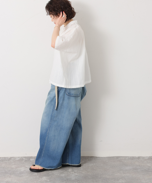 JOURNAL STANDARD LUXE（ジャーナルスタンダード　ラックス）の「ドビーストライプ ギャザーシャツ（シャツ/ブラウス・レディース・ブラック/ホワイト・FREE）」の18枚目の写真