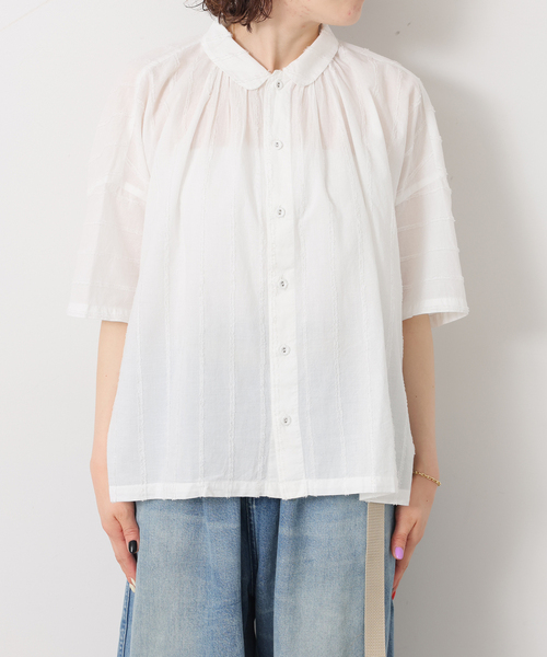 JOURNAL STANDARD LUXE（ジャーナルスタンダード　ラックス）の「ドビーストライプ ギャザーシャツ（シャツ/ブラウス・レディース・ブラック/ホワイト・FREE）」の16枚目の写真