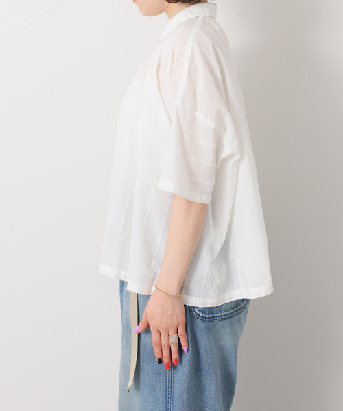 JOURNAL STANDARD LUXE（ジャーナルスタンダード　ラックス）の「ドビーストライプ ギャザーシャツ（シャツ/ブラウス・レディース・ブラック/ホワイト・FREE）」の15枚目の写真