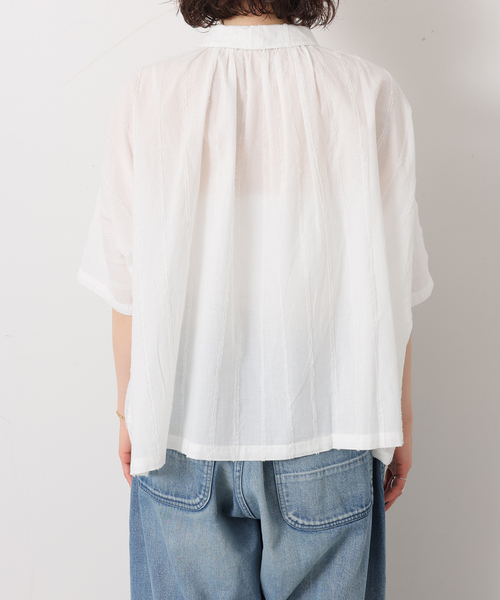JOURNAL STANDARD LUXE（ジャーナルスタンダード　ラックス）の「ドビーストライプ ギャザーシャツ（シャツ/ブラウス・レディース・ブラック/ホワイト・FREE）」の14枚目の写真