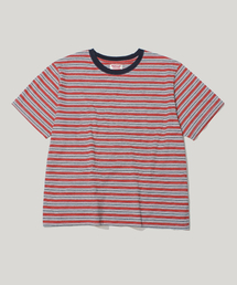 RUSTICCLUB（ラスティッククラブ）の「RC RUSTY STRIPE CROP T-SHIRT_BEIGE/GREY（Tシャツ/カットソー）」