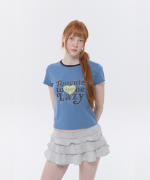 キルシ メロウ スローガングラフィック スリムフィットTシャツ [ブルー]