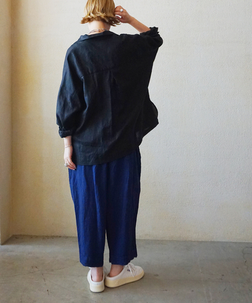 JOURNAL STANDARD LUXE(ジャーナルスタンダード ラックス)の「《追加》リネンワッシャー スキッパーシャツ(シャツ/ブラウス・レディース・ブラック/ホワイト・FREE)」の5枚目の写真