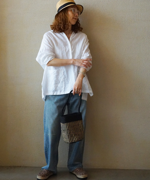 JOURNAL STANDARD LUXE(ジャーナルスタンダード ラックス)の「《追加》リネンワッシャー スキッパーシャツ(シャツ/ブラウス・レディース・ブラック/ホワイト・FREE)」の10枚目の写真