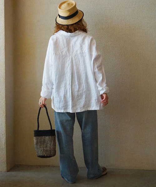 JOURNAL STANDARD LUXE(ジャーナルスタンダード ラックス)の「《追加》リネンワッシャー スキッパーシャツ(シャツ/ブラウス・レディース・ブラック/ホワイト・FREE)」の11枚目の写真