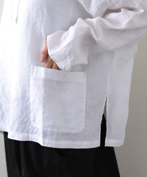 JOURNAL STANDARD LUXE(ジャーナルスタンダード ラックス)の「《追加》リネンワッシャー スキッパーシャツ(シャツ/ブラウス・レディース・ブラック/ホワイト・FREE)」の21枚目の写真