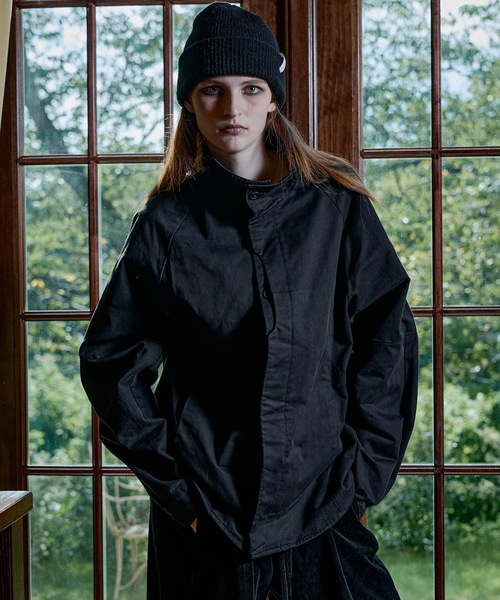CASPER JOHN(キャスパージョン)の「High neck twill shirts/ハイネックツイルシャツ(シャツ/ブラウス・メンズ・ブラック/チャコールグレー・LARGE/X-SMALL/MEDIUM/SMALL)」の3枚目の写真