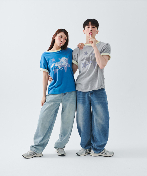 ESCAPEFROM（エスケープフロム）の「[ESCF x ホットトゥデイ] ホースレタリングウォッシュドビジョディテールカーブデニムパンツ中青（デニムパンツ・レディース・その他・SMALL/MEDIUM/LARGE）」の8枚目の写真