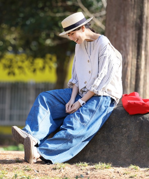 soulberry(ソウルベリー)の「夏の日差しに、さらっと穿きたいデニムのパンツ(デニムパンツ・レディース・ブルー・LL/4L/5L/M/L)」の4枚目の写真