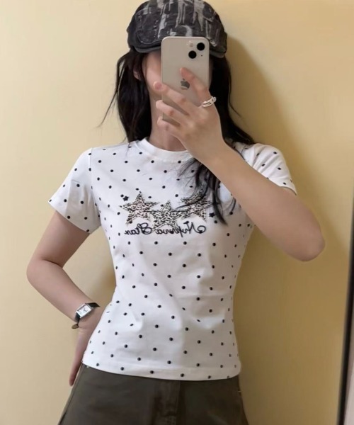 DIAVEL(ディアベル)の「【春夏新作】スターグラフィックドット柄Tシャツ(Tシャツ/カットソー・レディース・ホワイト・M)」の13枚目の写真