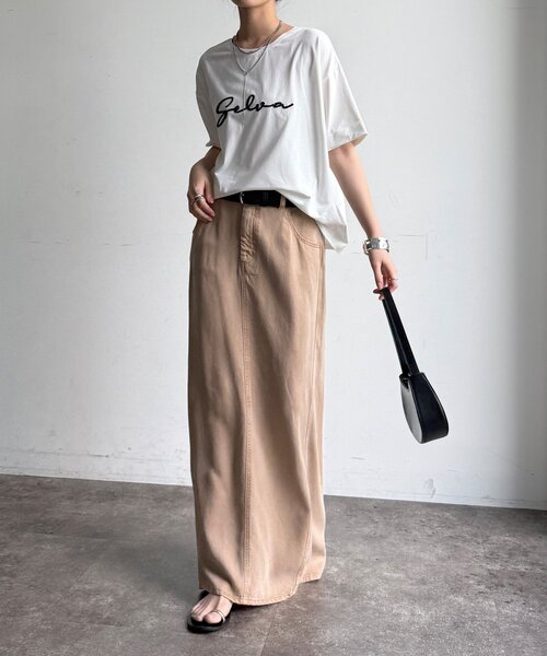 DouDou(ドゥドゥ)の「【WEB限定】接触冷感コード刺繍ロゴTEE(Tシャツ/カットソー・レディース・ブラック/オフホワイト/グレー・FREE)」の6枚目の写真