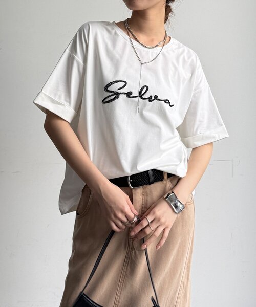DouDou(ドゥドゥ)の「【WEB限定】接触冷感コード刺繍ロゴTEE(Tシャツ/カットソー・レディース・ブラック/オフホワイト/グレー・FREE)」の9枚目の写真