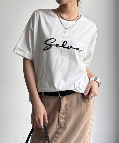 DouDou(ドゥドゥ)の「【WEB限定】接触冷感コード刺繍ロゴTEE(Tシャツ/カットソー・レディース・ブラック/オフホワイト/グレー・FREE)」の10枚目の写真