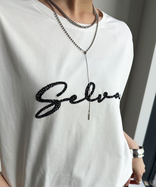 DouDou(ドゥドゥ)の「【WEB限定】接触冷感コード刺繍ロゴTEE(Tシャツ/カットソー・レディース・ブラック/オフホワイト/グレー・FREE)」の13枚目の写真