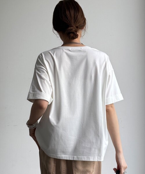 DouDou(ドゥドゥ)の「【WEB限定】接触冷感コード刺繍ロゴTEE(Tシャツ/カットソー・レディース・ブラック/オフホワイト/グレー・FREE)」の14枚目の写真