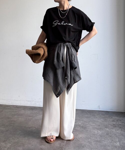 DouDou(ドゥドゥ)の「【WEB限定】接触冷感コード刺繍ロゴTEE(Tシャツ/カットソー・レディース・ブラック/オフホワイト/グレー・FREE)」の17枚目の写真