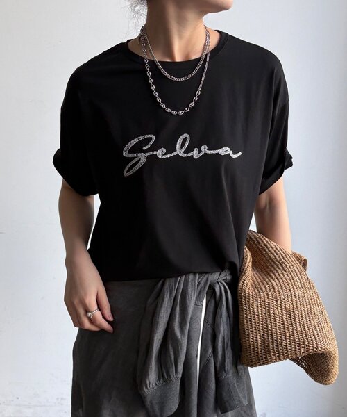 DouDou(ドゥドゥ)の「【WEB限定】接触冷感コード刺繍ロゴTEE(Tシャツ/カットソー・レディース・ブラック/オフホワイト/グレー・FREE)」の21枚目の写真