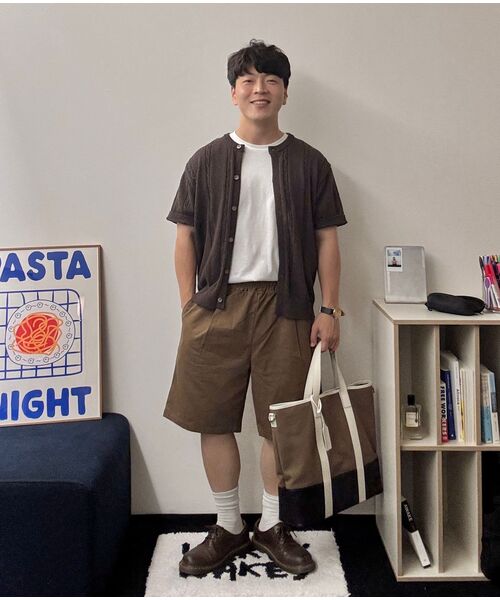 DECOROSO（デコローゾ）の「ウォッシングコットンバンディングワンタックハーフパンツ[ブラウン]（その他パンツ・メンズ・その他・LARGE/X-LARGE）」の7枚目の写真