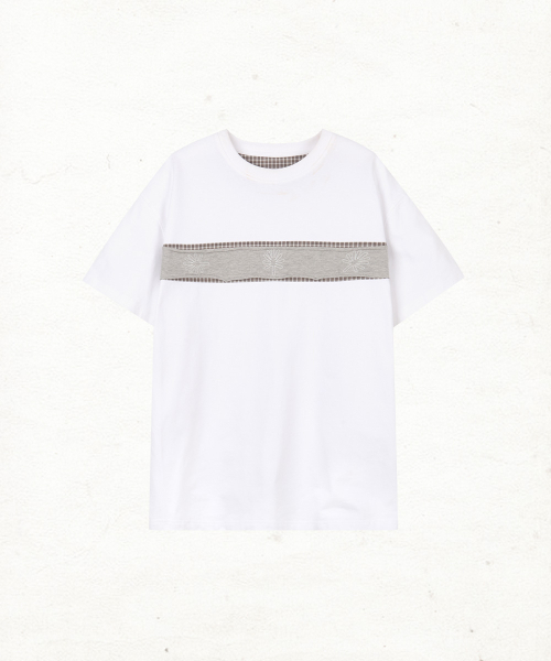 DANDEL(ダンデル)の「DD check inset symbol tee (WHITE)(Tシャツ/カットソー・レディース・その他・1/2)」の1枚目の写真