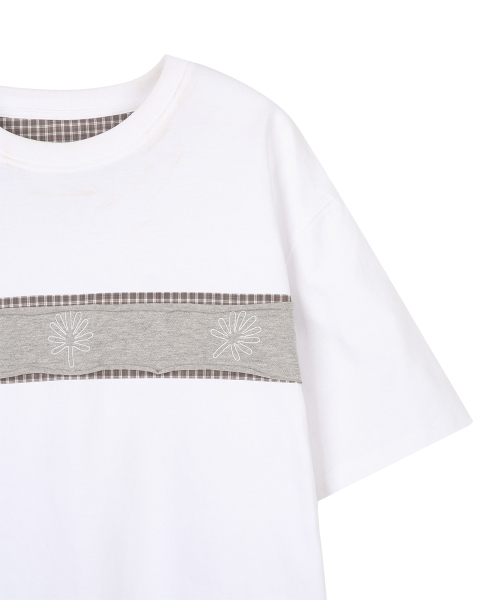 DANDEL(ダンデル)の「DD check inset symbol tee (WHITE)(Tシャツ/カットソー・レディース・その他・1/2)」の2枚目の写真