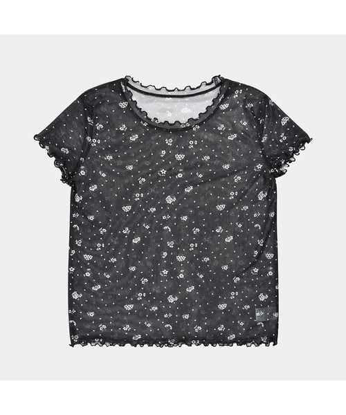 PIGMENT（ピグメント）の「[メッシュ]フラワーネルナリTシャツ (YZTS2604101)（Tシャツ/カットソー・レディース・アイボリー/ブラック/スカイブルー・FREE）」の2枚目の写真
