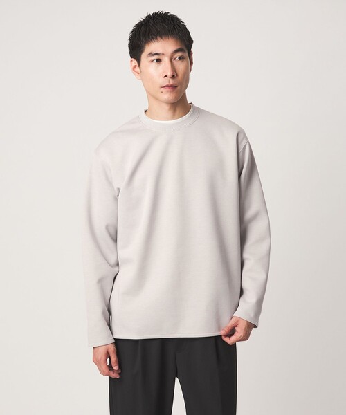 green label relaxing(グリーンレーベルリラクシング)の「ダブルフェイス クルーネック 長袖 カットソー(Tシャツ/カットソー・メンズ・ライトグレー/ブラック/ホワイト/ダークブラウン・S/M/L/XL)」の4枚目の写真