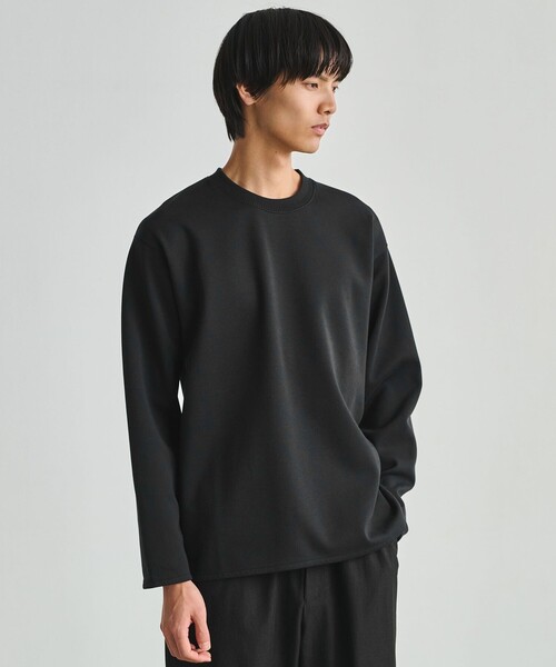 green label relaxing(グリーンレーベルリラクシング)の「ダブルフェイス クルーネック 長袖 カットソー(Tシャツ/カットソー・メンズ・ライトグレー/ブラック/ホワイト/ダークブラウン・S/M/L/XL)」の3枚目の写真