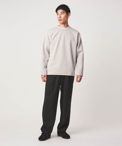 green label relaxing(グリーンレーベルリラクシング)の「ダブルフェイス クルーネック 長袖 カットソー(Tシャツ/カットソー・メンズ・ライトグレー/ブラック/ホワイト/ダークブラウン・S/M/L/XL)」の8枚目の写真