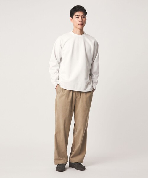 green label relaxing(グリーンレーベルリラクシング)の「ダブルフェイス クルーネック 長袖 カットソー(Tシャツ/カットソー・メンズ・ライトグレー/ブラック/ホワイト/ダークブラウン・S/M/L/XL)」の9枚目の写真