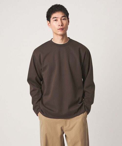 green label relaxing(グリーンレーベルリラクシング)の「ダブルフェイス クルーネック 長袖 カットソー(Tシャツ/カットソー・メンズ・ライトグレー/ブラック/ホワイト/ダークブラウン・S/M/L/XL)」の12枚目の写真