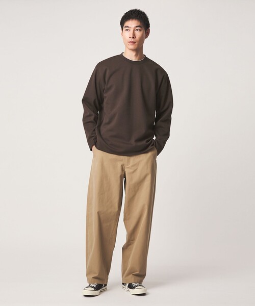 green label relaxing(グリーンレーベルリラクシング)の「ダブルフェイス クルーネック 長袖 カットソー(Tシャツ/カットソー・メンズ・ライトグレー/ブラック/ホワイト/ダークブラウン・S/M/L/XL)」の13枚目の写真
