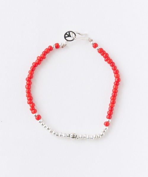 SunKu(サンク)の「SunKu/サンク Red Vintage Beads & Silver Peace Hook Bracelet レッド ヴィンテージ ビーズ シルバー ピース フック ブレスレット メンズ レディース 2026年 夏 夏服(ブレスレット・メンズ・レッド・FREE)」の3枚目の写真