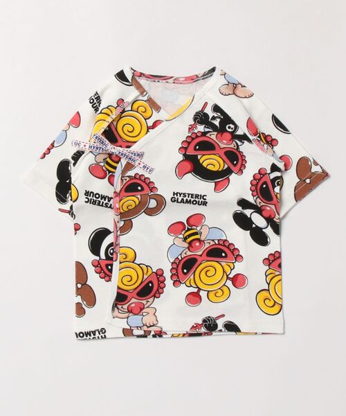 HYSTERIC MINI(ヒステリックミニ)の「PLUMP MINI総柄 5分袖 短肌着(ロンパース・キッズ・ピンク系その他/ブラック系その他/ホワイト系その他・60)」の1枚目の写真