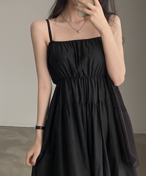YUGA(ユーガ)の「YUGA_YGMC Korean-style Tiered Flare Camisole Dress(ワンピース・レディース・ホワイト/ブラック・FREE)」の22枚目の写真